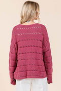 Mittoshop Openwork Round Neck Drop Shoulder Sweater - Hovatok
