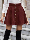 Buttoned Corduroy Mini Skirt - Hovatok