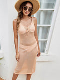 Openwork Lace-Up Sleeveless Cover Up - Hovatok