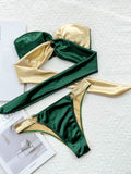 Two-Tone Ring Detail Tied Bikini Set - Hovatok