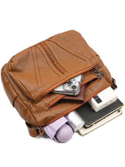 PU Leather Adjustable Strap Shoulder Bag - Hovatok