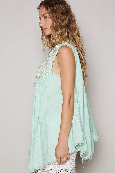 POL Embroidered Pearls Open Front Sleeveless Cardigan - Hovatok
