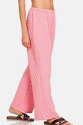 Zenana Quilted Button Up Long Sleeve Top and Pants Lounge Set - Hovatok
