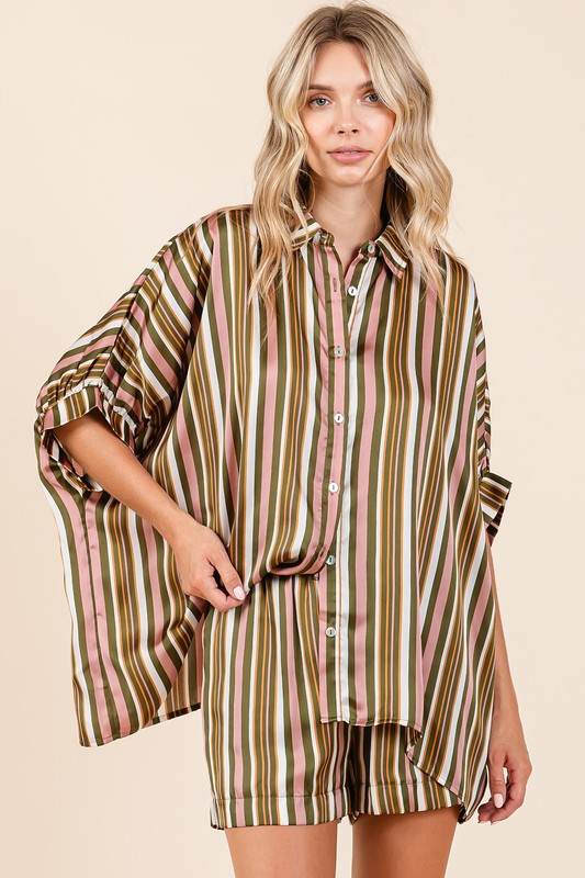 Mittoshop Drawstring Striped Satin Shorts - Hovatok