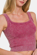 Zenana Washed Ribbed Scoop Neck Wide Strap Tank - Hovatok