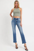 RISEN Full Size Mid Rise Ankle Straight Jeans with Pockets - Hovatok