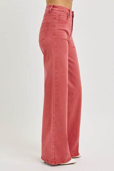 RISEN Full Size High Rise Tummy Control Wide Leg Jeans - Hovatok