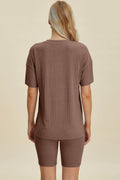 Basic Bae Full Size Ribbed V-Neck Short Sleeve Top and Shorts Set - Hovatok