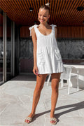 Full Size Scoop Neck Tie Shoulder Romper - Hovatok