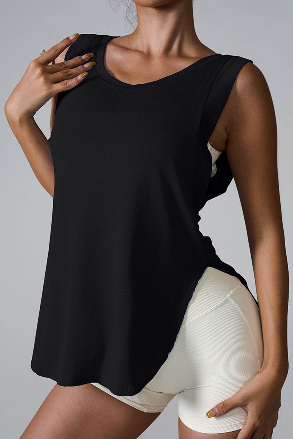 Slit Round Neck Active Tank - Hovatok