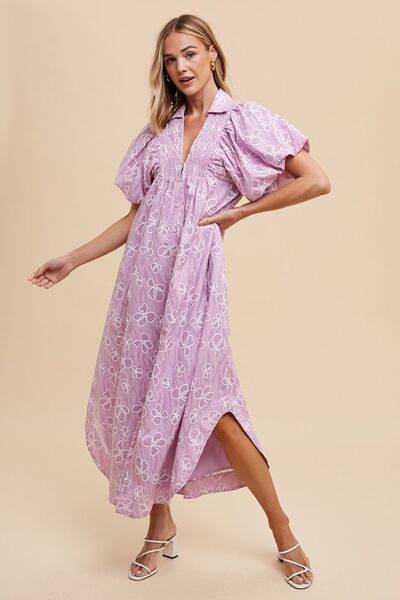 Annie Wear Floral Smock Detail Puff Sleeve Dress - Hovatok