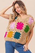 BiBi Granny Square Openwork Sweater Vest - Hovatok