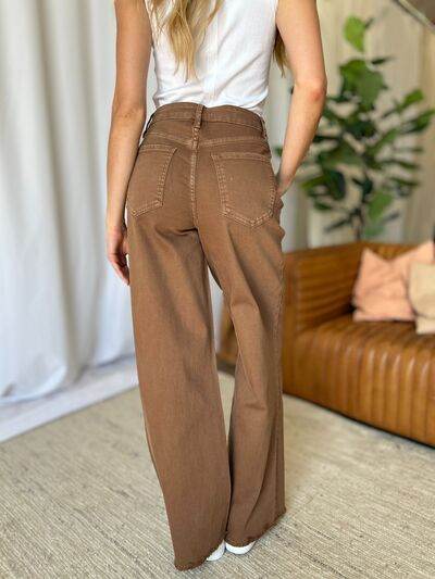 RFM Full Size High Rise Garment Dye Wide Leg Jeans - Hovatok