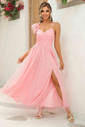 Asymmetrical Ruched Slit Dress - Hovatok