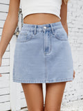 Solid Mini Denim Skirt - Hovatok