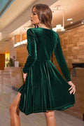 Round Neck Long Sleeve Knee Length Dress - Hovatok