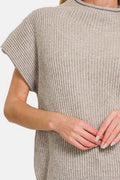Zenana Short Sleeve Mock Neck Sweater - Hovatok