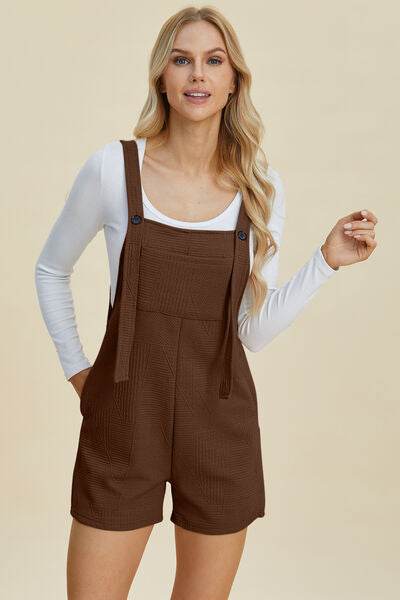 Double Take Full Size Texture Sleeveless Romper - Hovatok