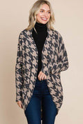 BOMBOM Houndstooth Open Front Cocoon Knit Cardigan - Hovatok