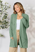 Basic Bae Full Size Ribbed Open Front Cardigan with Pockets - Hovatok