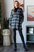 Heimish Plaid Button Down Long Sleeve Hooded Cardigan - Hovatok