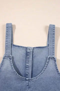Wide Strap Denim Overalls with Pockets - Hovatok