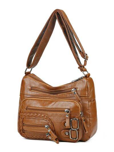 Multi Pockets PU Leather Shoulder Bag - Hovatok