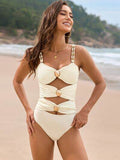 Cutout Ruched Sweetheart Neck One-Piece Swimwear - Hovatok