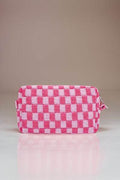 Zenana Checkered Pattern Knitted Cosmetic Pouch - Hovatok