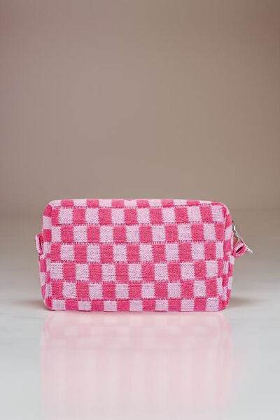 Zenana Checkered Pattern Knitted Cosmetic Pouch - Hovatok