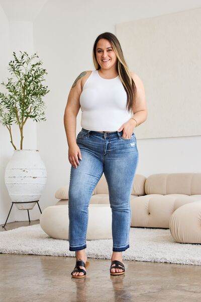 Judy Blue Full Size Release Hem Cropped Bootcut Jeans - Hovatok