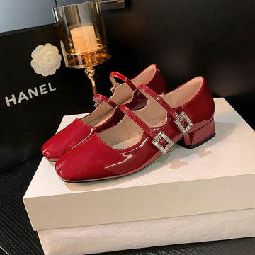 Block Heel Buckle Mary Jane Shoes - Hovatok