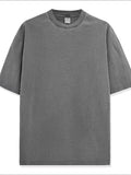 Men's Full Size Round Neck Washed T-Shirt Plus Size - Hovatok