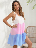 Color Block Spaghetti Strap Cover-Up Dress - Hovatok