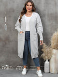 Plus Size Long Sleeve Pocketed Cardigan - Hovatok