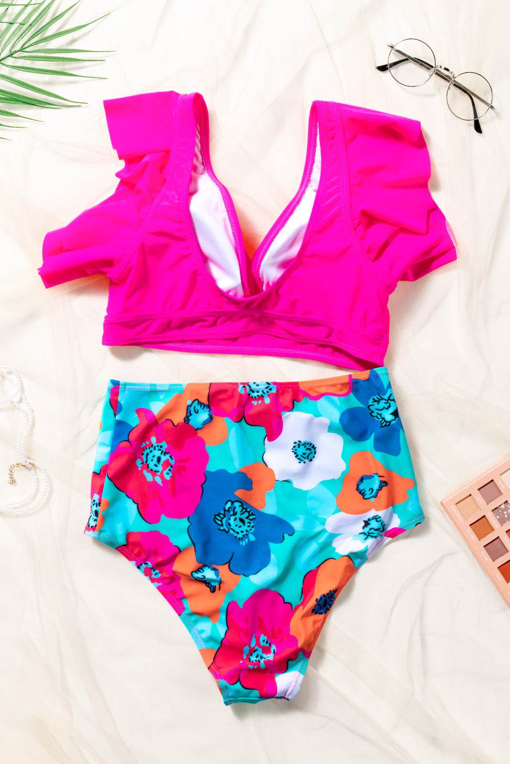 Cropped Swim Top and Floral Bottoms Set - Hovatok