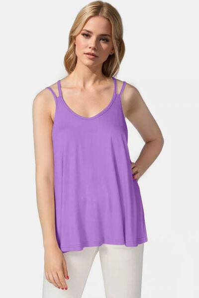 Basic Bae Bamboo Scoop Neck Double Spaghetti Straps Cami - Hovatok