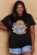 Simply Love Full Size TEACHER VIBES Graphic Cotton T-Shirt - Hovatok