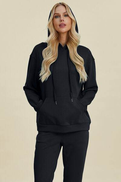 Basic Bae Full Size Air Scuba Drawstring Long Sleeve Hoodie with Kangaroo Pocket - Hovatok