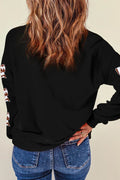 Letter Graphic Bow Long Sleeve Sweatshirt - Hovatok