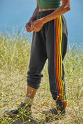 Contrast Striped Elastic Waist Active Pants - Hovatok