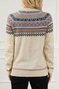 Geometric Round Neck Long Sleeve Sweater - Hovatok