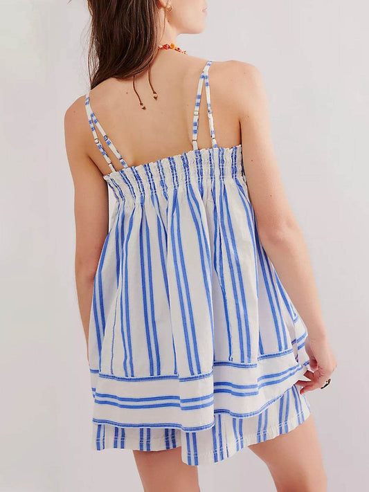 Smocked Square Neck Cami and Shorts Set - Hovatok