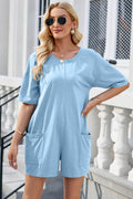 Lovelet Backless Round Neck Half Sleeve Romper - Hovatok