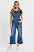 RISEN Full Size Knotted Strap Denim Overalls with Pockets Plus Size - Hovatok