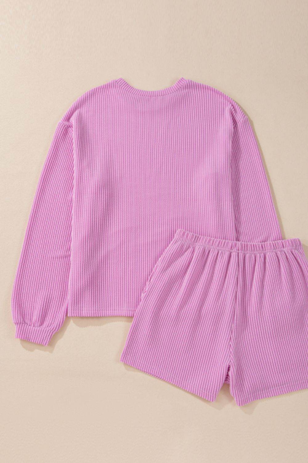 Bubble Gum Rabbit Sequin Corded Rib Top and Shorts Set - Hovatok