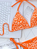 Leopard Print Halter Neck Tie Side Bikini Set - Hovatok