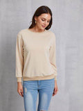 Round Neck Dropped Shoulder Sweatshirt - Hovatok