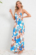 Printed Surplice Maxi Cami Dress - Hovatok
