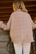 And The Why Full Size Plaid Button Up Raw Hem Shirt - Hovatok